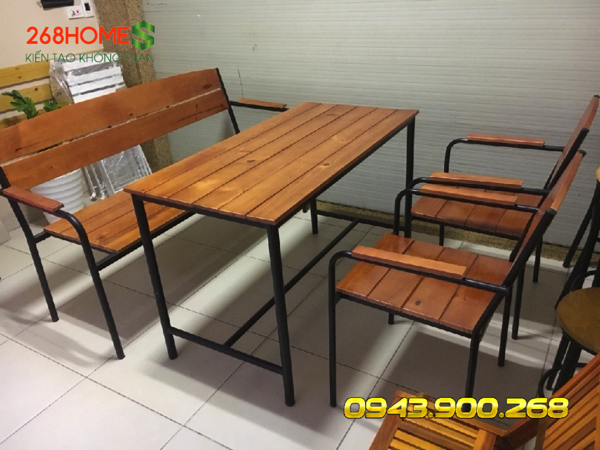 Bàn ghế khung sắt HA109