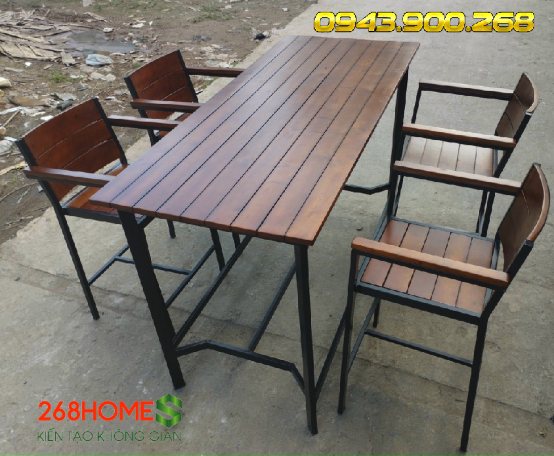 Bàn ghế khung sắt HA119