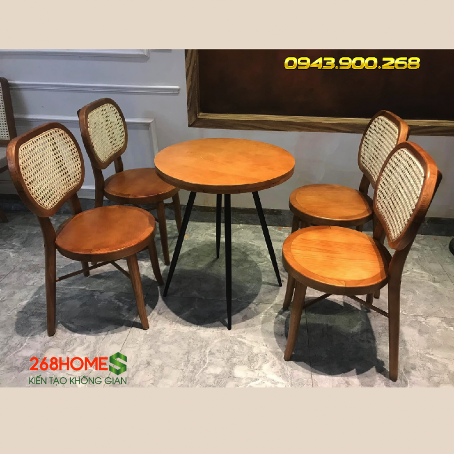 Bộ bàn ghế cafe gỗ HA738