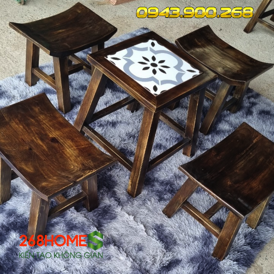 Bộ bàn ghế cafe gỗ HA727