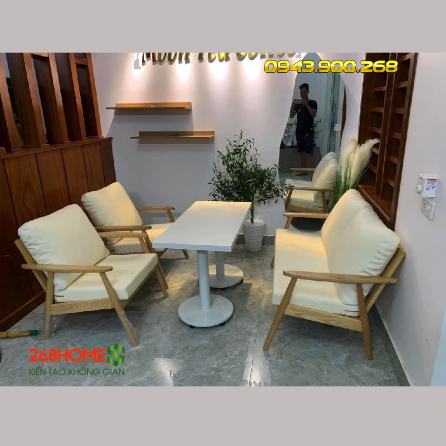 Bộ bàn ghế cafe gỗ HA740