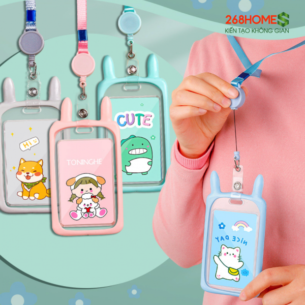 Dây Bao Đựng Thẻ Tên TAI THỎ DÂY RÚT