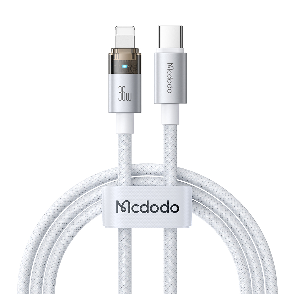 Cáp Sạc Nhanh Mcdodo 36W PD Type-C to Ln | Thiết Kế Trong Suốt, Có Đèn LED