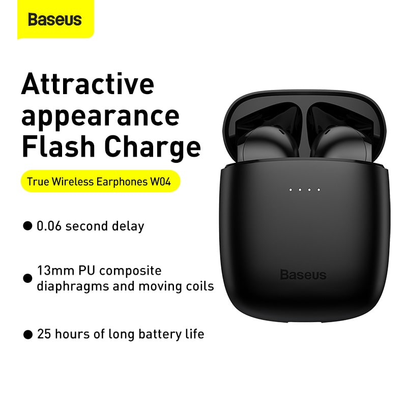 Tai Nghe True Wireless Baseus W04 Earbuds | 2 Phiên Bản Thường & Pro, Bluetooth 5.0 (Bản 3015E)
