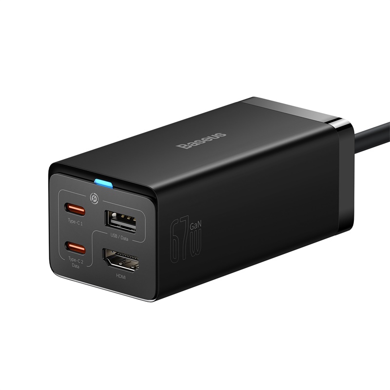 Củ Sạc Kiêm Hub Baseus GaN5 Pro 67W | 4 Cổng HDMI 4K, 2 Type-C, USB, Tặng Cáp USB4 100W