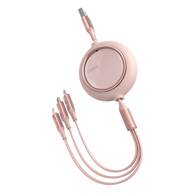 Cáp sạc dây rút 3 đầu thế hệ mới Baseus Bright Mirror 3 in 1 (Type C/ Micro USB/ Lightning, 3.5A/ 1.2m, Retractable Fast Charge & Data Cable)