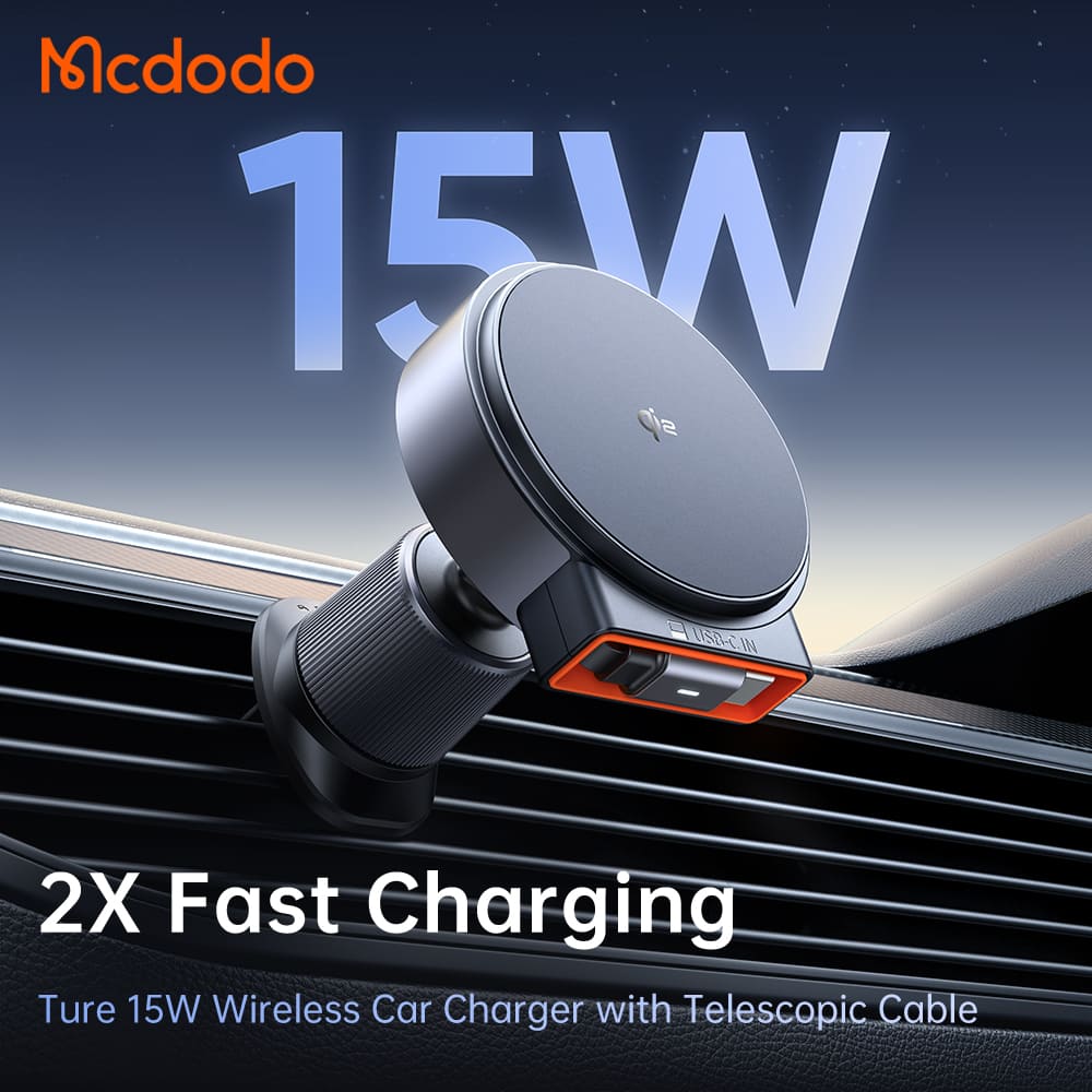 Giá Đỡ Ô Tô Mcdodo MagQ Qi2 Kèm Dây Tự Rút Gọn | Sạc Không Dây 15W, Chứng Nhận Qi2