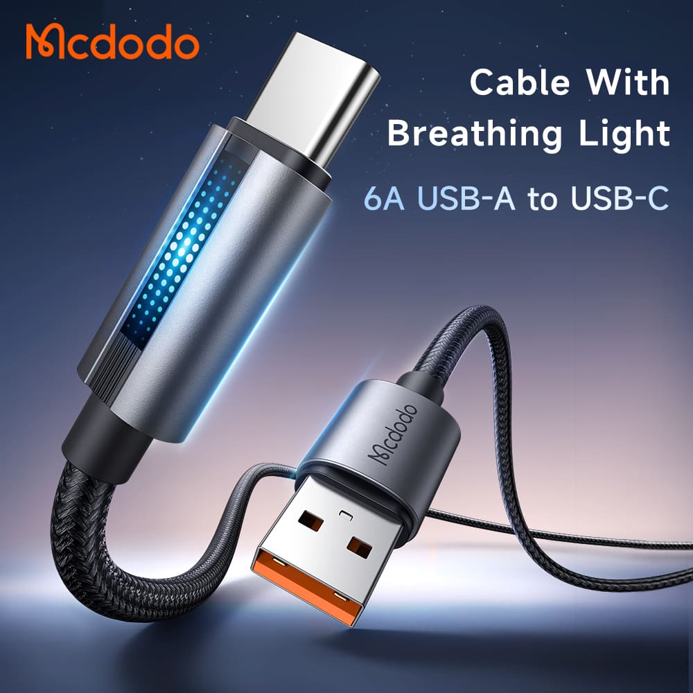 Cáp Sạc Mcdodo 6A USB to Type-C | Đèn LED Báo Sạc, Sạc Nhanh An Toàn Cho Điện Thoại