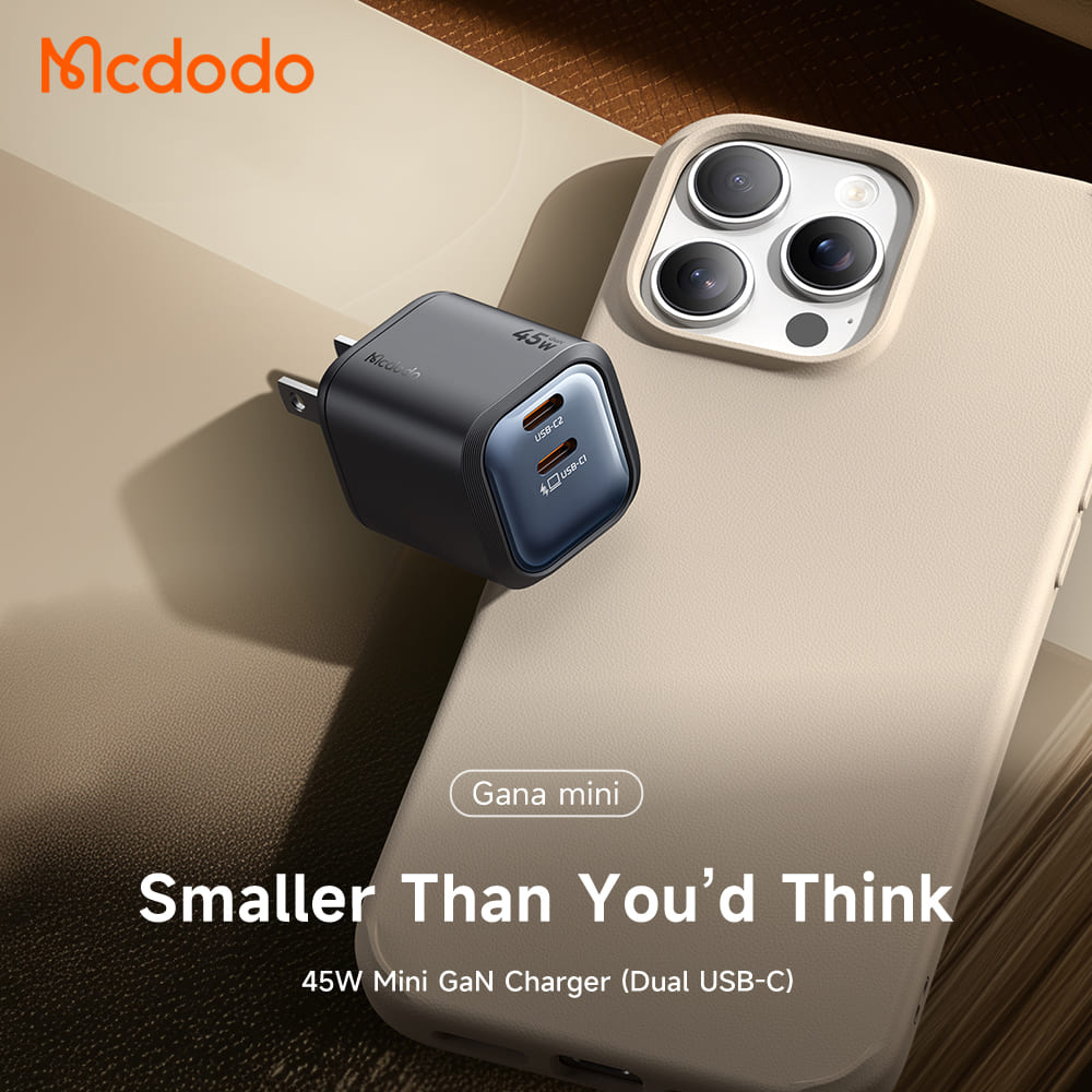 Sạc Nhanh Mcdodo GaN 45W 2 Cổng Type C, Sạc Nhanh PD, Điện Thoại, Siêu Nhỏ Gọn