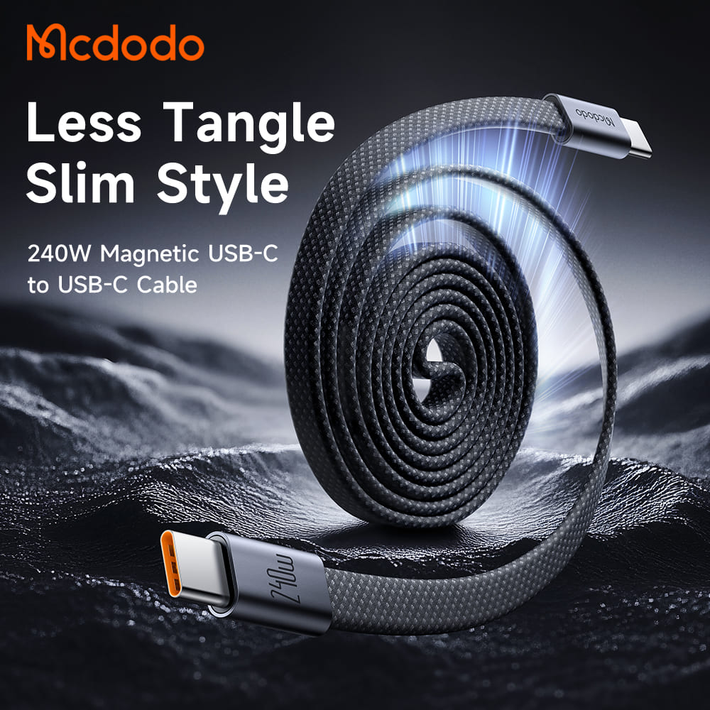 Cáp Sạc Mcdodo Cab Mage Type-C to Type-C 240W | Tự Cuốn Gọn Nhẹ, Cáp Dẹt Từ Tính