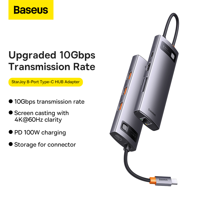 Hub Mở Rộng Baseus StarJoy Cho Laptop | HDMI 4K@60Hz, Sạc Nhanh PD 100W