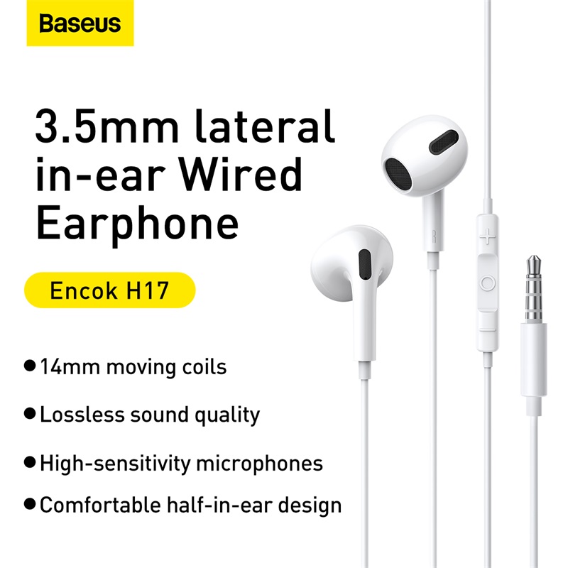 Tai Nghe Baseus H17 Cổng 3.5mm | Âm Thanh Hay, Dùng Cho Laptop, PC, Điện Thoại