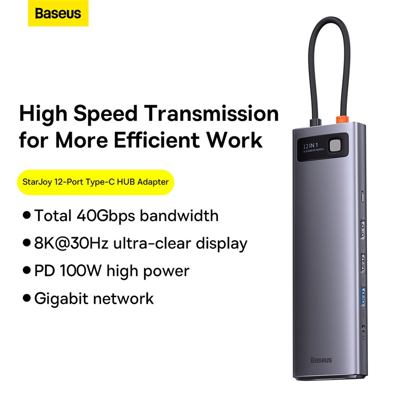 Hub Chuyển Đổi Baseus Metal Gleam Series Type-C | Mở Rộng Cổng Cho Macbook, Laptop