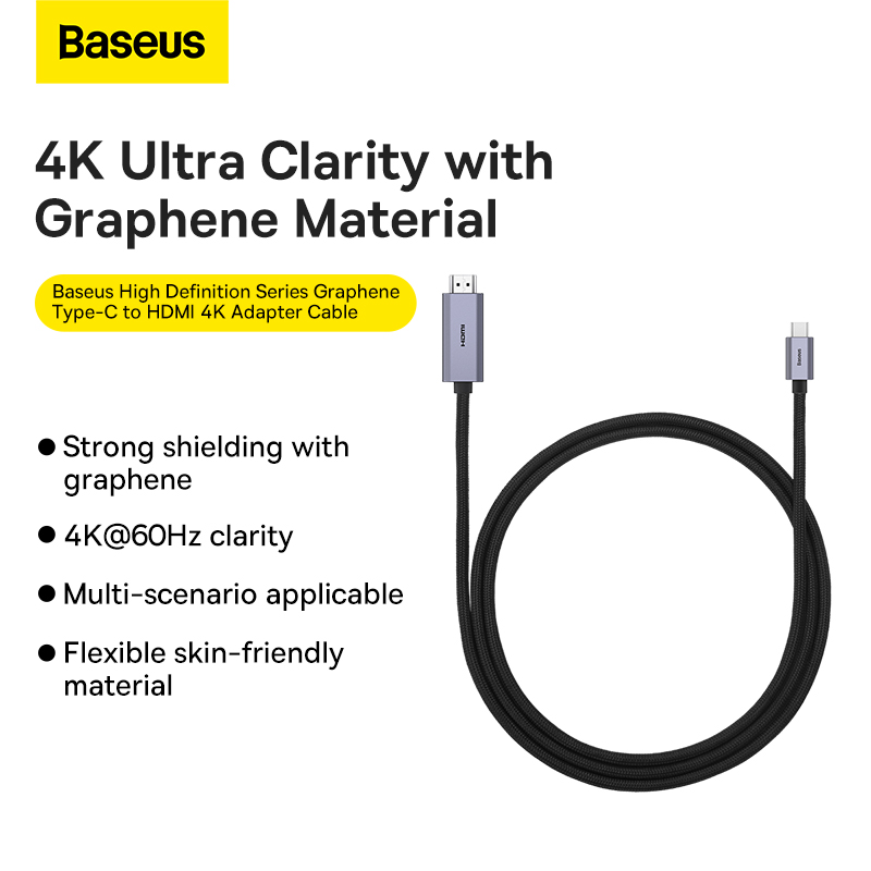 Cáp Chuyển Baseus High Definition Type-C to HDMI 4K@60Hz | Công Nghệ Graphene Chống Nhiễu Siêu Bền