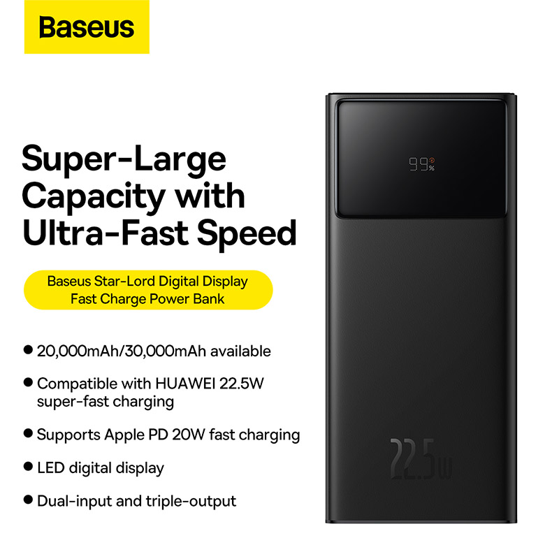 Pin Sạc Dự Phòng Baseus Star-Lord Digital Display Fast Charge Power Bank 20000mAh/30000mAh Hỗ trợ sạc nhanh PD QC AFC SCP FCP