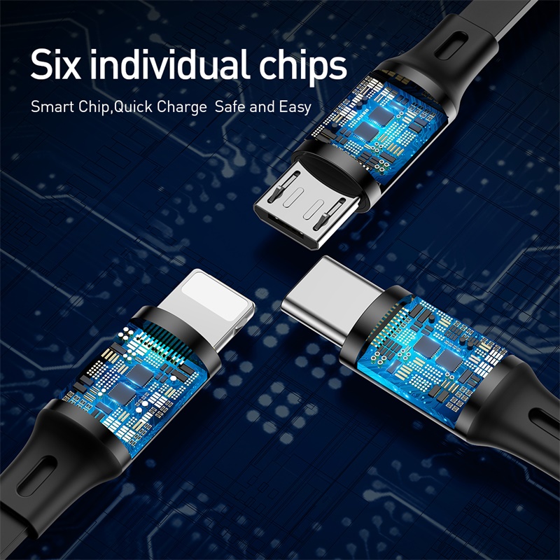 Cáp Sạc Dây Rút Baseus Golden Loop 3.5A | Tùy Chỉnh Độ Dài, Sạc & Truyền Dữ Liệu, USB to M+L+C