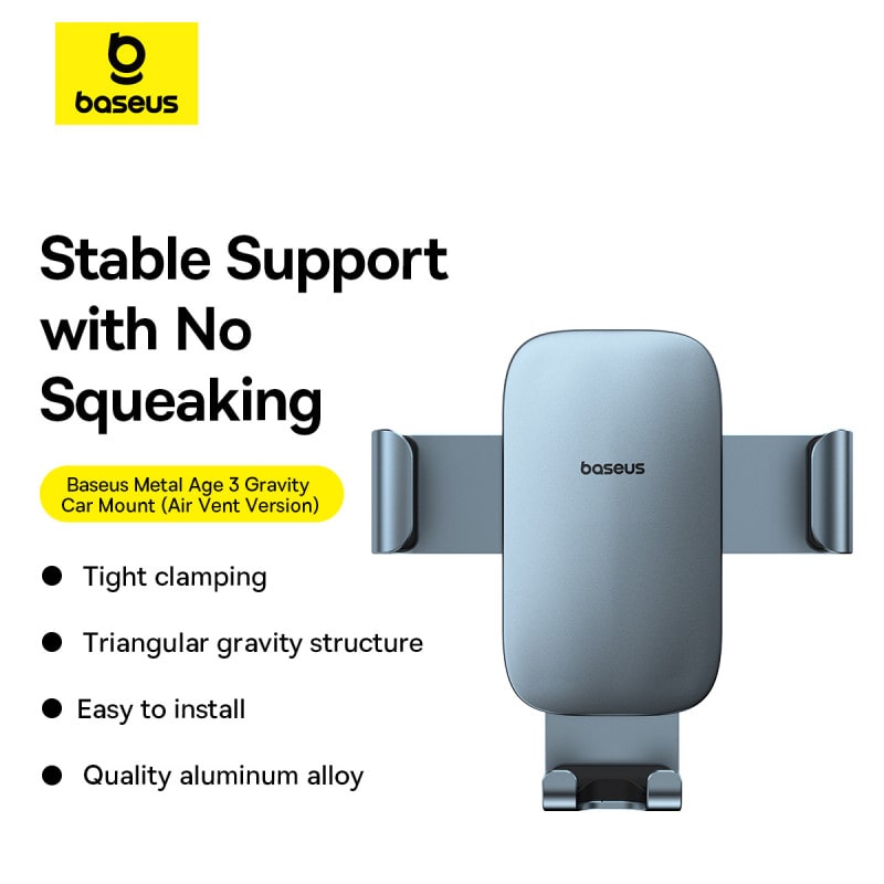 Giá Đỡ Điện Thoại Baseus Metal Age 3 | Gắn Khe Gió, Chống Rung, Hoạt Động Êm Ái