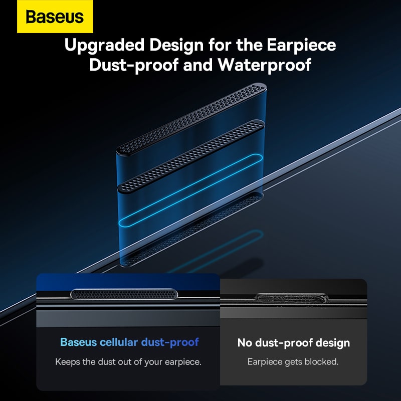 Kính Cường Lực Chống Nhìn Trộm Baseus 0.3mm SuperCeramic Privacy Protection All-Tempered-Glass Screen Protector (Bộ 2 kính)