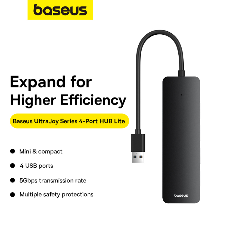 Hub Chia Cổng Baseus UltraJoy Lite 4 Cổng USB | Tốc Độ 5Gbps, Mở Rộng Kết Nối Cho Laptop & PC