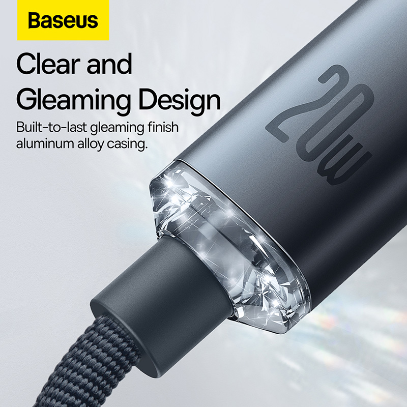 Cáp Sạc Baseus Crystal Shine 20W Type-C to Ln | Sạc Nhanh PD, Bện Vải Siêu Bền