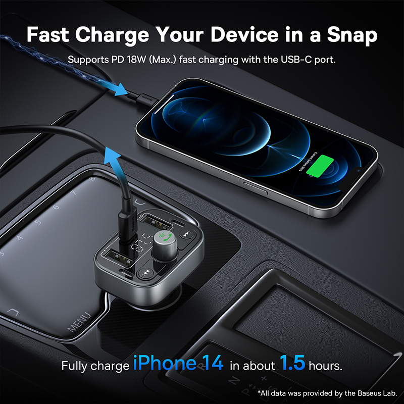 Tẩu Nghe Nhạc Bluetooth 5.3 Baseus S-09 | Phát Sóng FM, Rảnh Tay Nghe Gọi, Kèm Sạc Nhanh