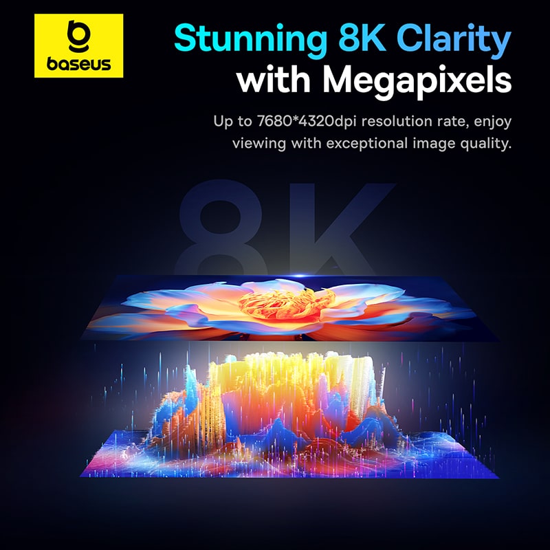 Cáp Xuất Hình Baseus High Definition Type-C to DP 8K | Chuyên Đồ Họa & Gaming 240Hz, Sạc Nhanh 100W