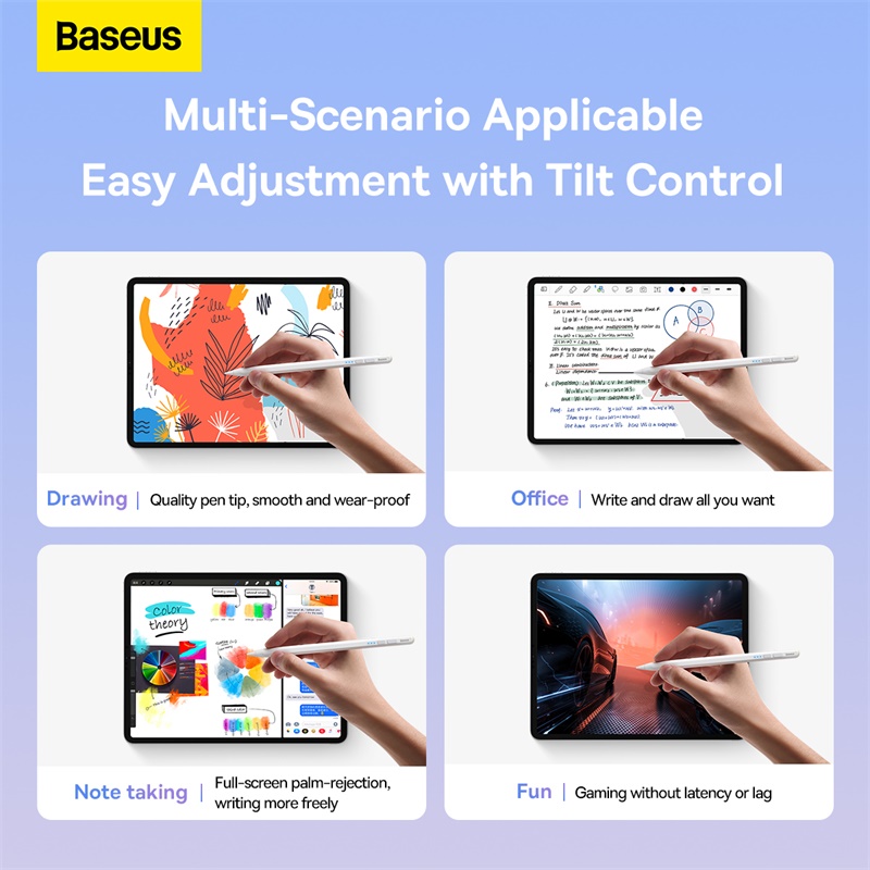 Bút Cảm Ứng Sạc Có Dây Baseus Smooth Writing 2 | Có Đèn Báo Pin, Hít Nam Châm Tiện Lợi
