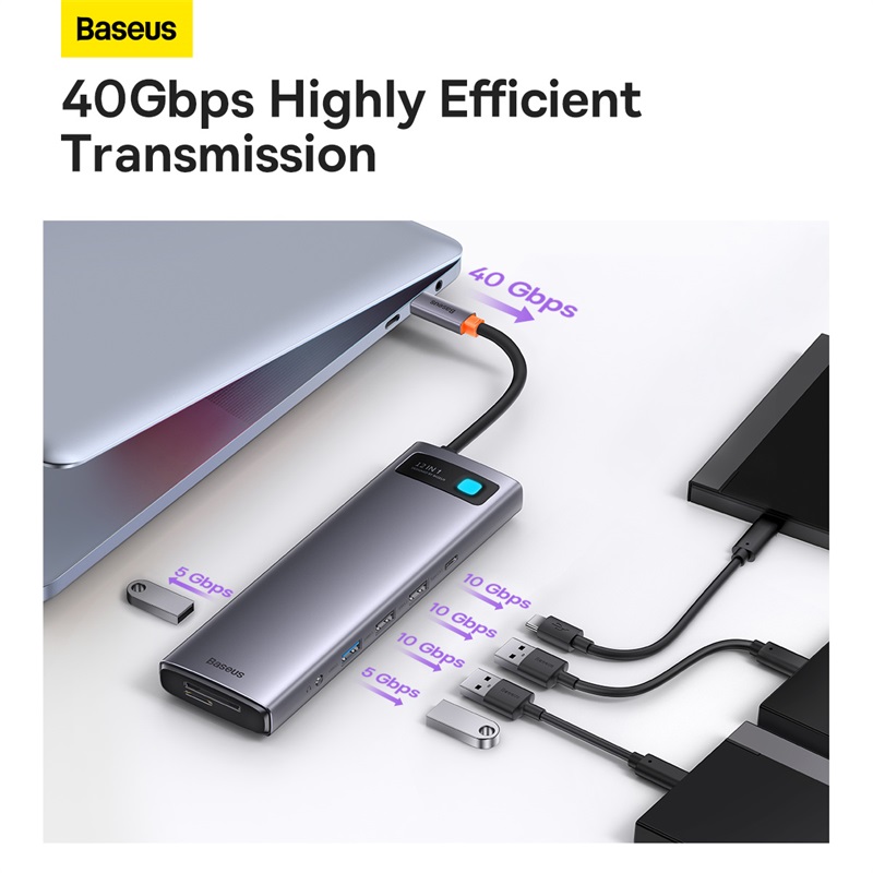 Hub Chuyển Đổi Baseus Metal Gleam Series Type-C | Mở Rộng Cổng Cho Macbook, Laptop