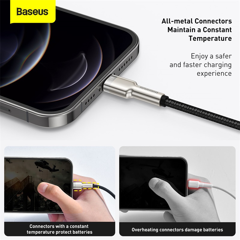 Cáp sạc nhanh, siêu bền Baseus Cafule Metal Series Lightning dùng cho iPhone/ iPad (2.4A, USB A to Lightning Fast charge Cable )