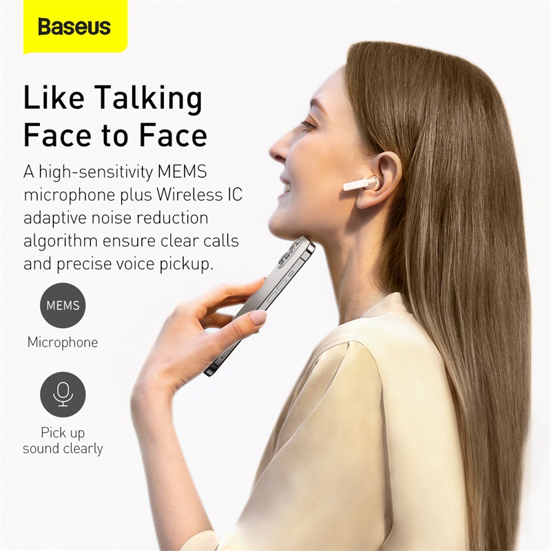 Tai Nghe Bluetooth Baseus W2 TWS | Siêu Nhẹ 4g, ENC Chống Ồn Đàm Thoại, Bass 13mm