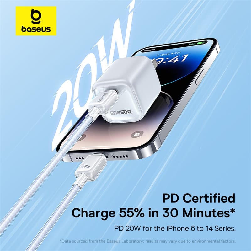 Cáp Sạc Nhanh Baseus Crystal PD 20W Type-C to Ln | Dây Dù Bọc 2 Lớp Siêu Bền