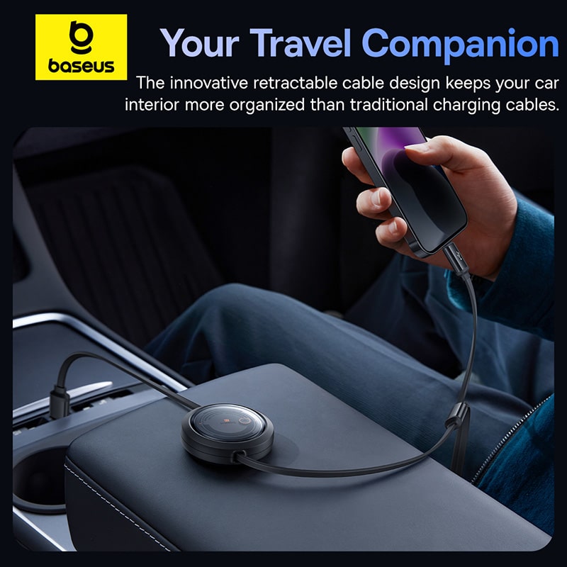 Cáp Sạc 3-in-1 Baseus Free2Draw USB to M+L+C 3.5A | Rút Gọn Siêu Tiện Lợi Vỏ Trong Suốt, Chống Rối