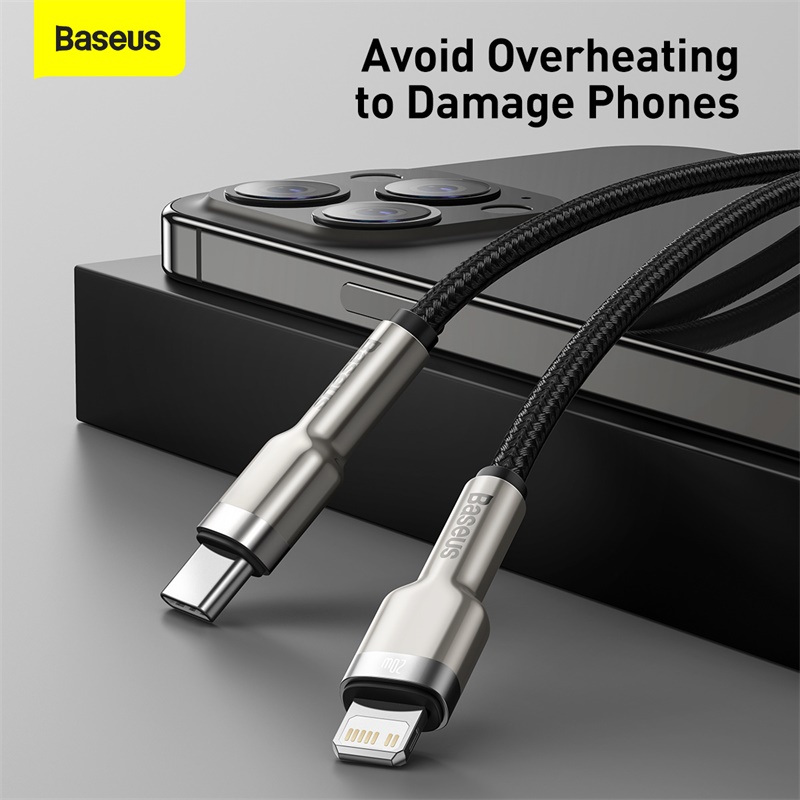 Cáp sạc nhanh C to Lightning 20W cho iPhone 12 Series Baseus Cafule Metal Series (20W, Type C to Lightning Fast charge & Data Cable)