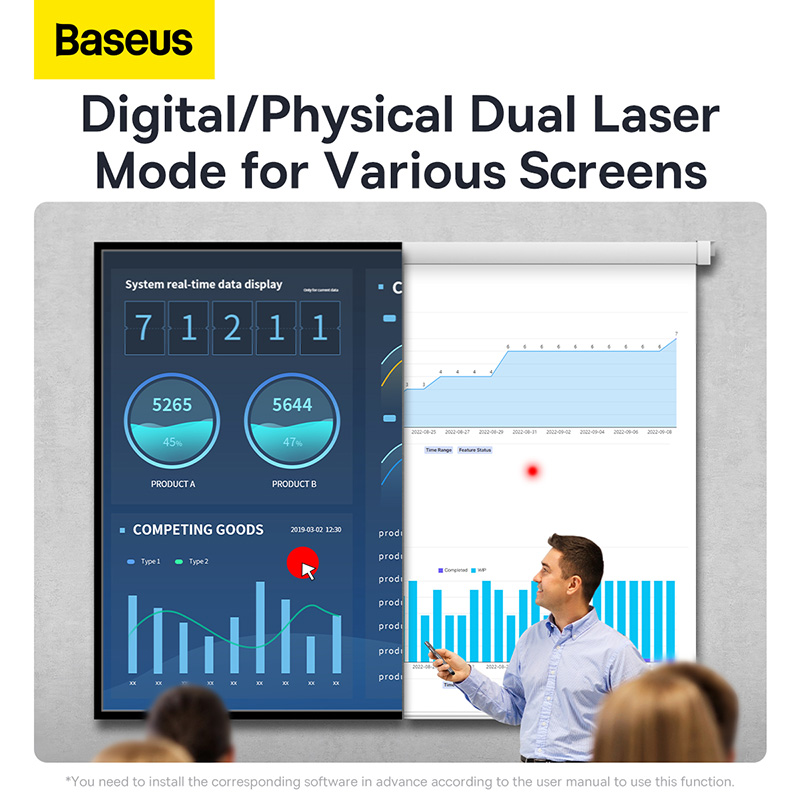 Bút Trình Chiếu Baseus Orange Dot AI | Ghi Âm & Chuyển Giọng Nói Sang Văn Bản Thông Minh (Laser Đỏ)
