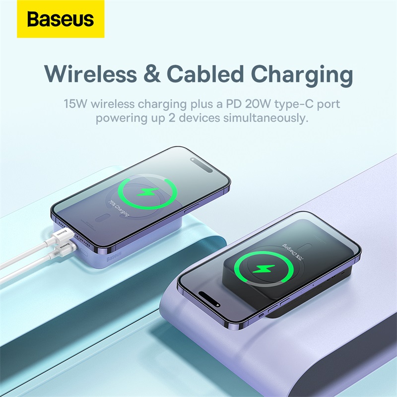 Pin Sạc Dự Phòng Baseus Magnetic 20000mAh | Hít Nam Châm & Sạc Nhanh Không Dây, Có Dây PD 20W