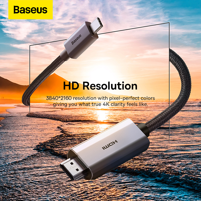 Cáp Chuyển USB Type C Sang HDMI Siêu Nét Baseus High Definition Series Graphene Type-C to HDMI 4K Adapter Cable Cho Smartphone/ Tablet/ Macbook/Laptop (UHD 4k/60Hz)