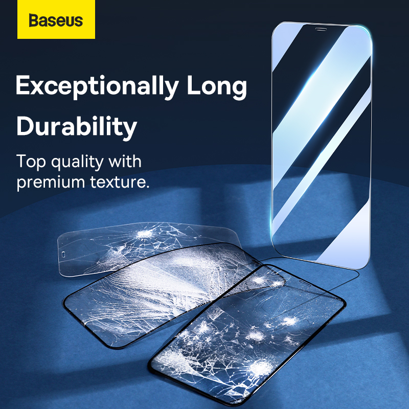 Bộ 2 Kính Cường Lực Baseus Crystal Cho iP12 | Full Màn Hình, Kèm Khung Tự Dán