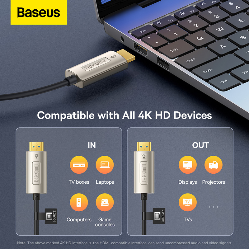 Cáp HDMI 4K@60Hz Baseus High Definition | Lõi Sợi Quang, Chống Nhiễu Tuyệt Đối