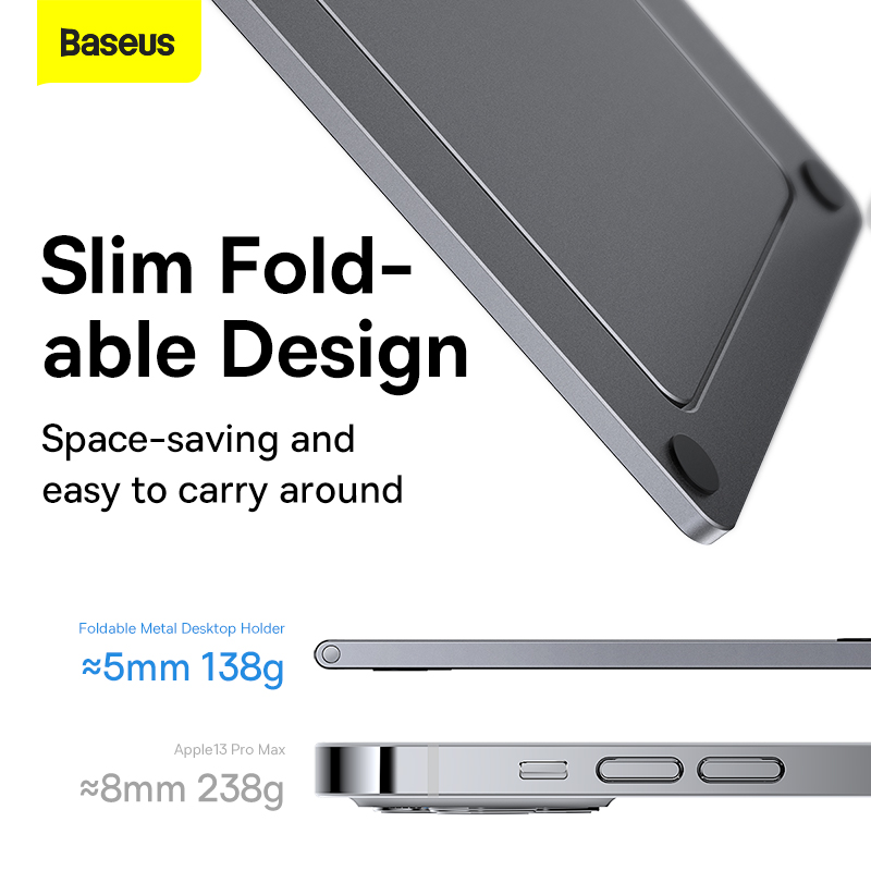 Giá Đỡ Gấp Gọn Baseus Foldable Metal | Xoay 360°, Siêu Mỏng Gọn Cho Điện Thoại & Pad, Kim Loại