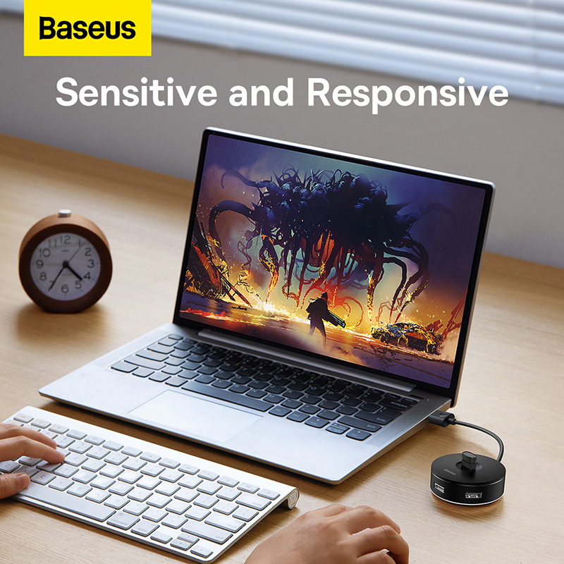 Bộ Chia USB Baseus Airjoy 4 trong 1 Thiết Kế Tròn Nhỏ Gọn, Hỗ Trợ USB 3.0 Tốc Độ Cao