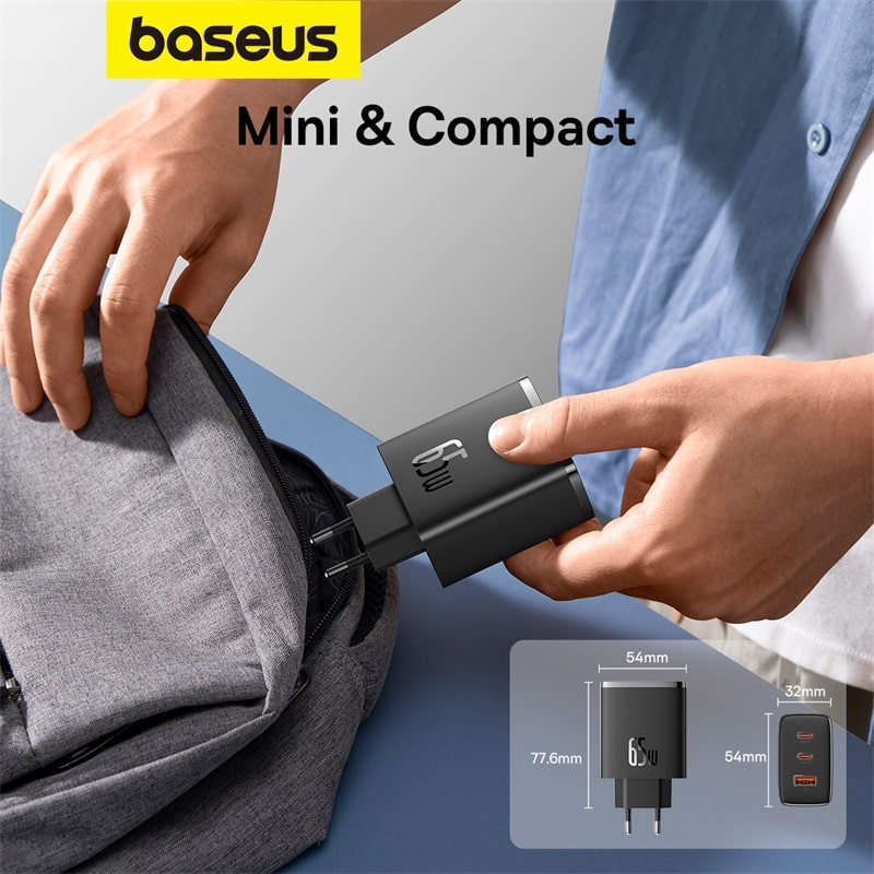 Cốc Sạc Nhanh OS-Baseus Cube Pro Fast Charger 2C+U 65W