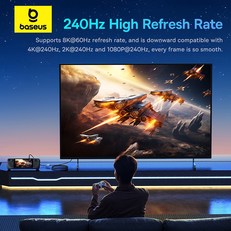 Cáp Xuất Hình Baseus High Definition Type-C to DP 8K | Chuyên Đồ Họa & Gaming 240Hz, Sạc Nhanh 100W