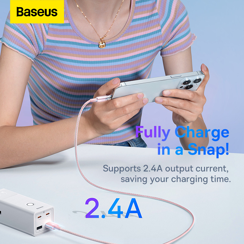 Cáp Sạc Baseus Explorer 2.4A USB to Ln | Chống Nóng An Toàn, Thiết Kế Trong Suốt