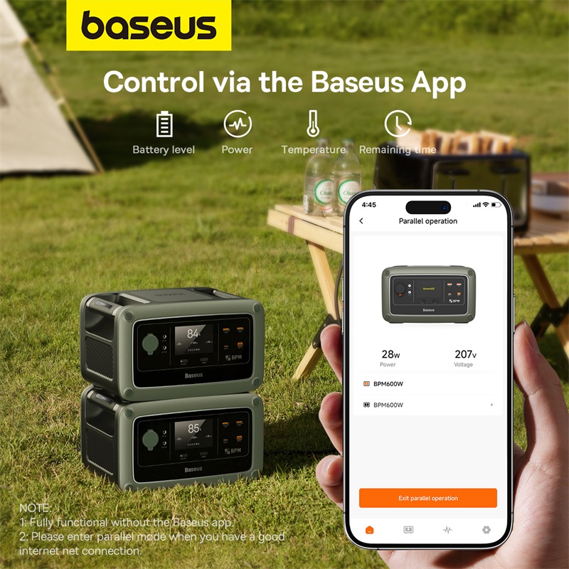 Bộ Sạc Di Động Baseus Energy Stack Digital Portable Power Station (Parallel Operation) 600W (EU 220V) Forest Green