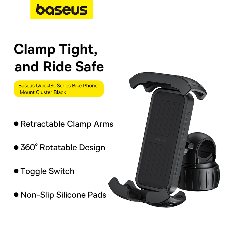 Giá Đỡ Điện Thoại Xe Đạp Baseus QuickGo | Kẹp Ghi Đông, Khóa Nút Gạt, Xoay 360 Độ