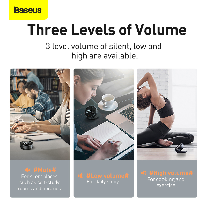 Đồng Hồ Bấm Giờ Baseus Heyo Pro | Dùng Nấu Ăn, Học Tập, Màn Hình LED, Xoay Vặn