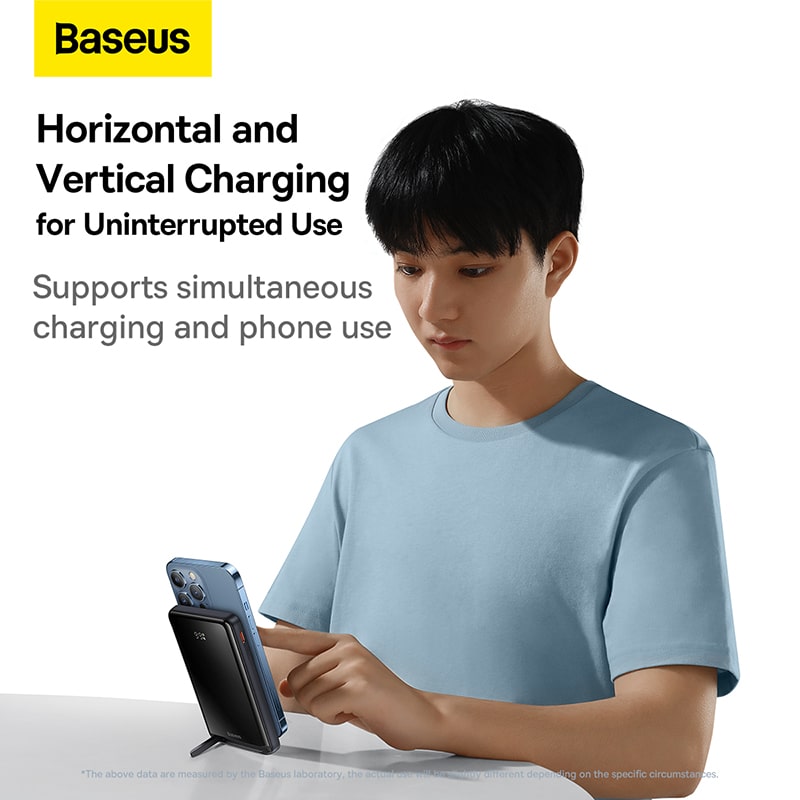 Pin Sạc Dự Phòng Baseus Magnetic 10000mAh | 3 trong 1 Kèm Chân Chống, Sạc Không Dây & PD 20W