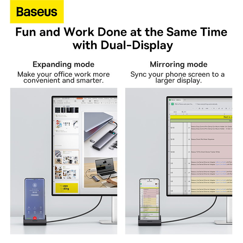 Hub Baseus Mate Docking Kết Nối Điện Thoại & Máy Tính | Hub 7 trong 1 PD 100W HDMI 4K