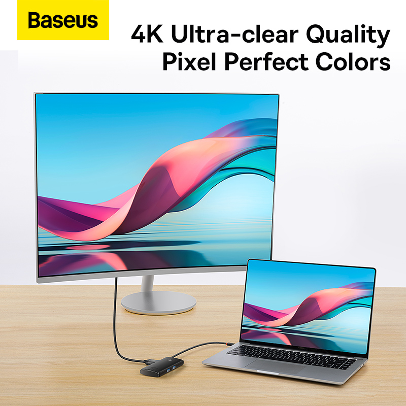 Hub Chuyển Đổi Baseus Lite 6 In 1 |  Type-C to HDMI 4K USB3.0 & Khe Thẻ Nhớ SD/TF [Phiên bản PD]