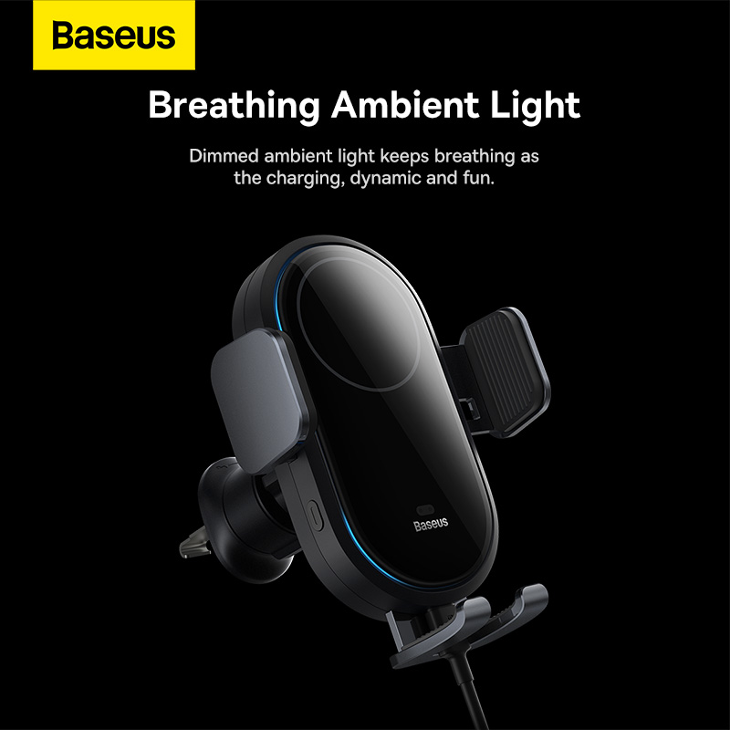 Giá Đỡ Điện Thoại Ô Tô Baseus LightChaser | Kẹp Tự Động, Sạc Không Dây 15W
